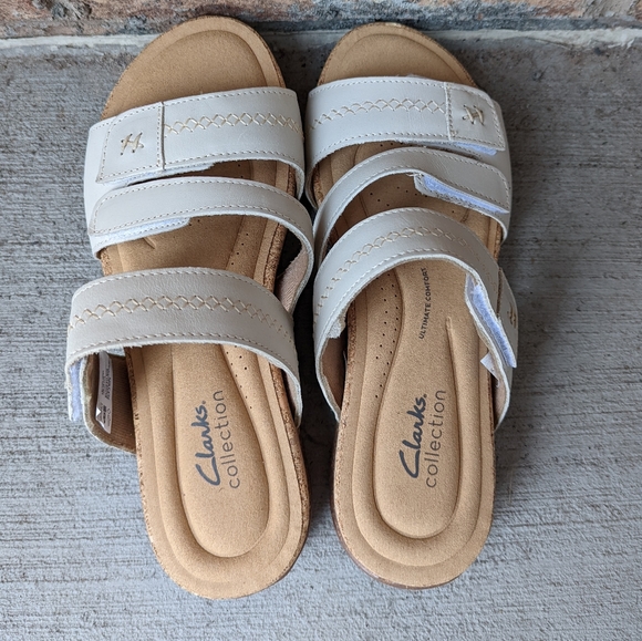 Clarks leather cork sole summer sandals - Picture 6 of 12